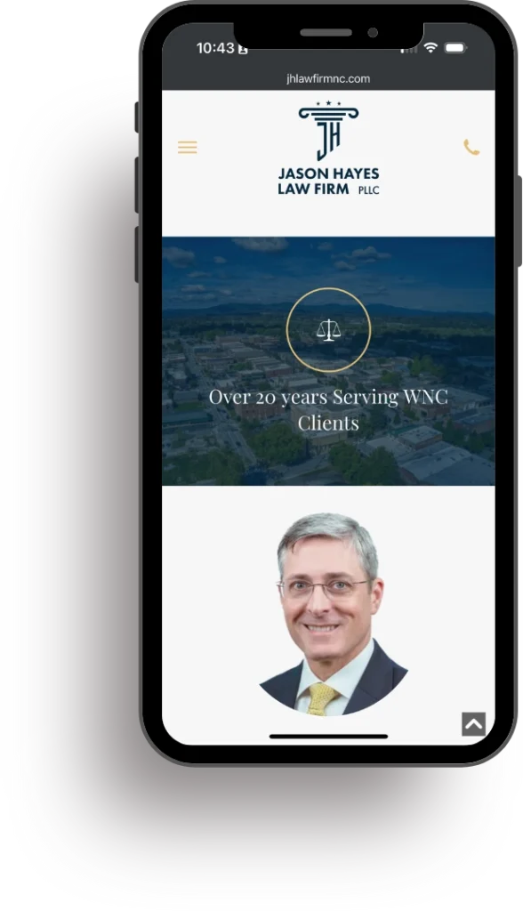 Jason Hayes Law Firm, PLLC's Website Mock Up on iPhone