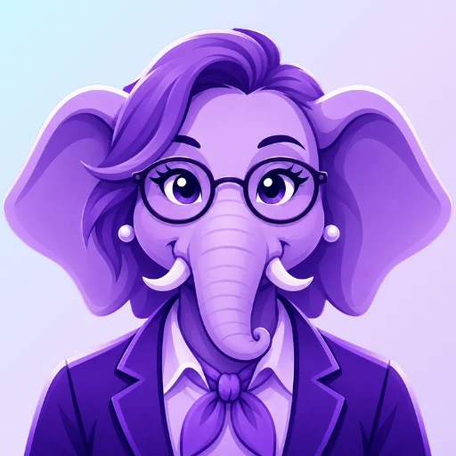 Elara, 828 Biz Marketing's AI Client Success Assistant, shown as a purple vector-style female elephant in professional business attire.